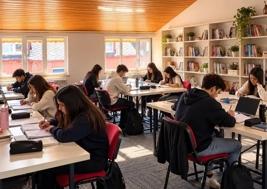 En Kampüs Akademi: kütüphanede ders çalışan öğrenciler